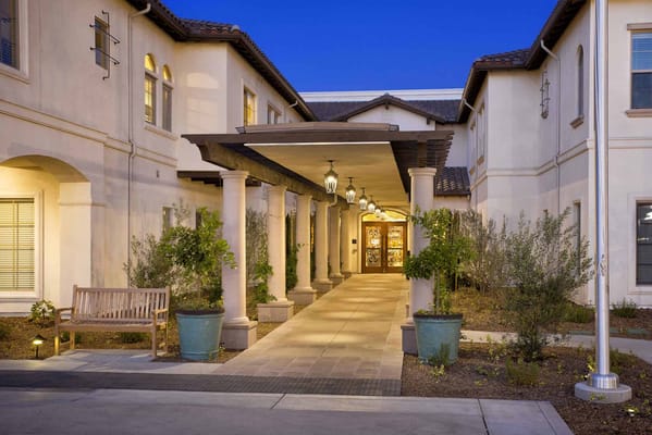 Exterior view of the main entrance to The Kensington Sierra Madre.