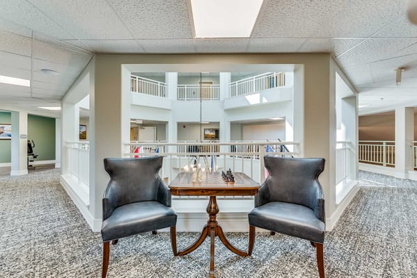 Common area with seating and natural light
