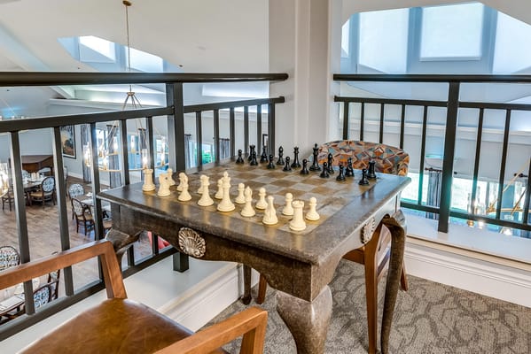 Chess table in a common area with natural lighting