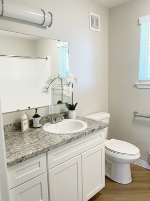 Bright, clean bathroom with modern features