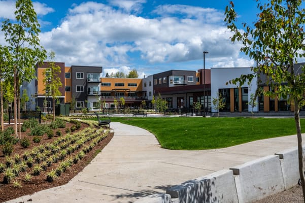 Outdoor area of the Marquis Eugene Independent Living facility