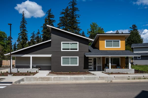 Exterior view of a modern assisted living facility
