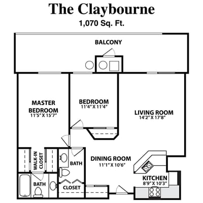 Architectural floor plan of a unit layout