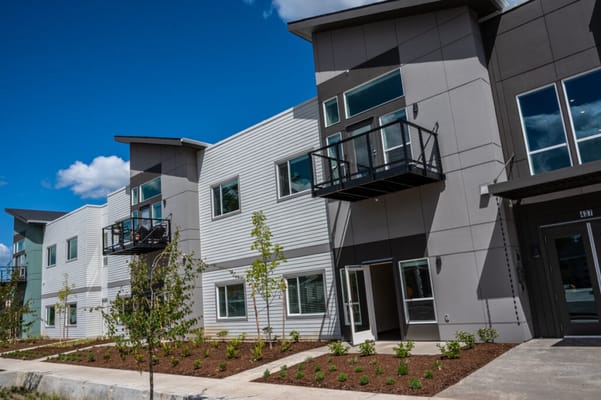 Exterior view of a modern assisted living building
