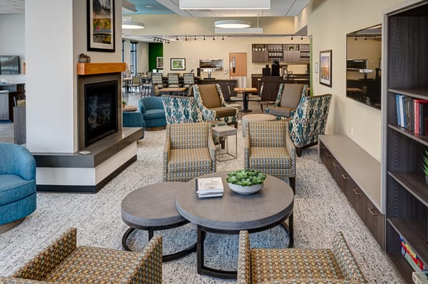 Bright common area with modern furnishings