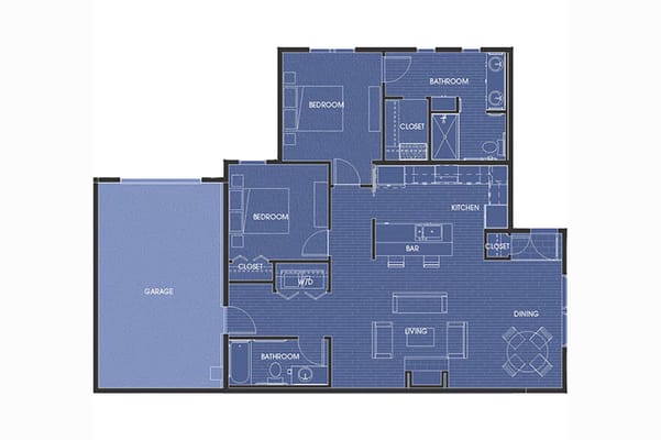Architectural floor plan of residential units