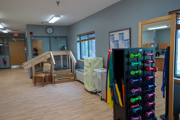Interior view of a therapy area with equipment