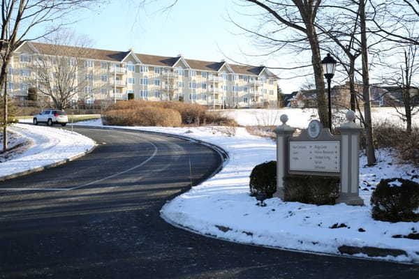 Exterior view of the Meadow Ridge facility in winter