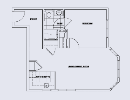 Clearly labeled architectural floor plan of a unit