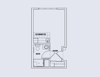 Architectural floor plan of a living unit