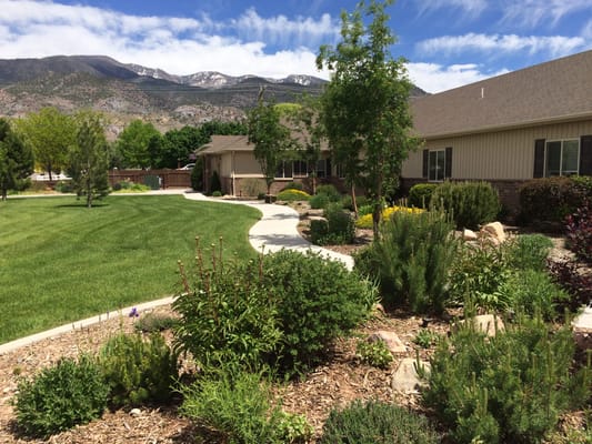 Beautifully landscaped outdoor path with greenery