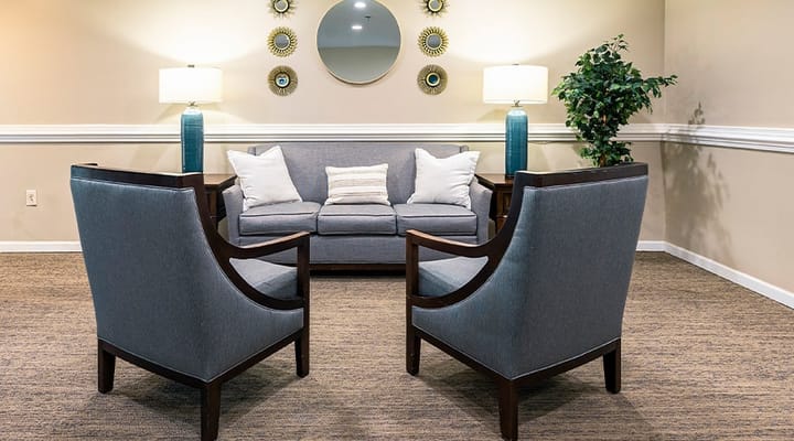 Cozy seating area in a senior living facility