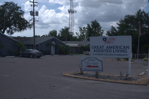 Signage at the main entrance of Great American Assisted Living