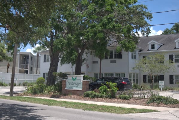 Exterior view of Angels Senior Living building