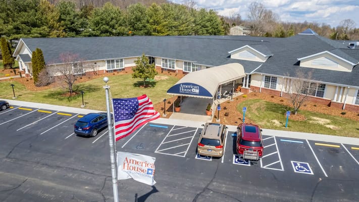 Aerial view of American House Johnson City entrance