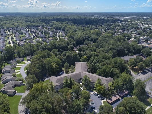 Aerial view of American House Westland Joy and surrounding area