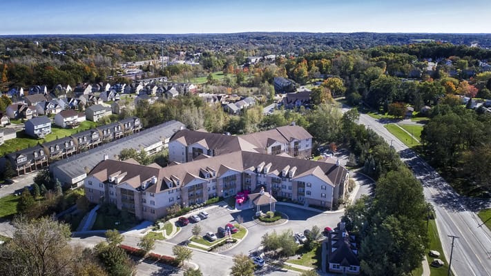 Aerial view of American House Milford facility and surroundings