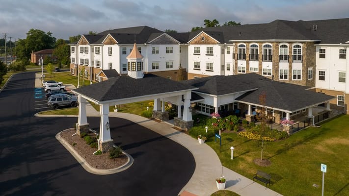 Aerial view of the American House Lakeshore entrance