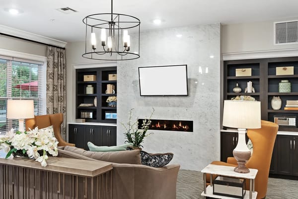 Cozy common area with modern furnishings and decor