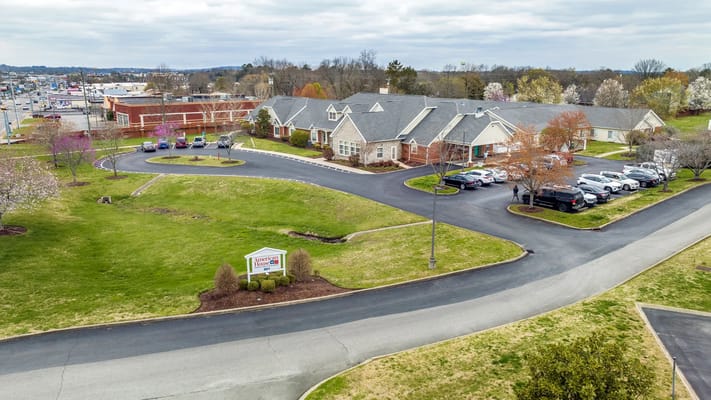 Aerial view of the American House Lebanon facility with landscaped surroundings