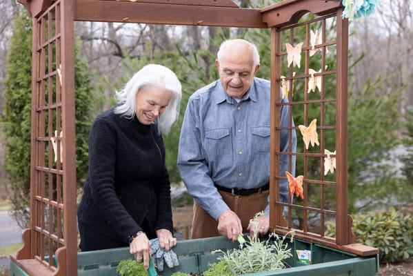 Residents gardening in an outdoor space