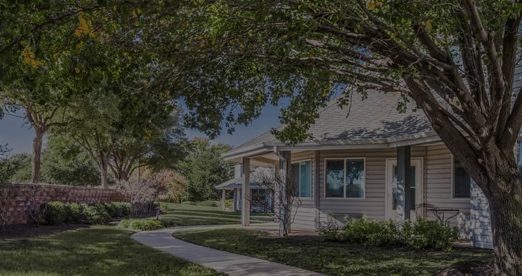 Pathway through a landscaped area of the facility