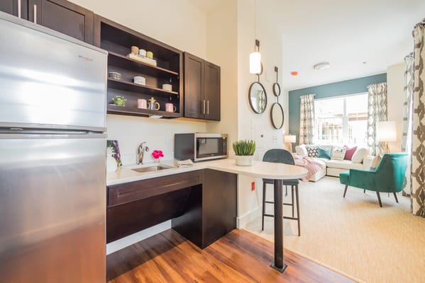 Modern kitchenette in a cozy resident room