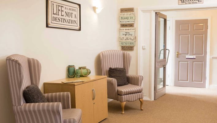 Interior view of a warm, inviting common area
