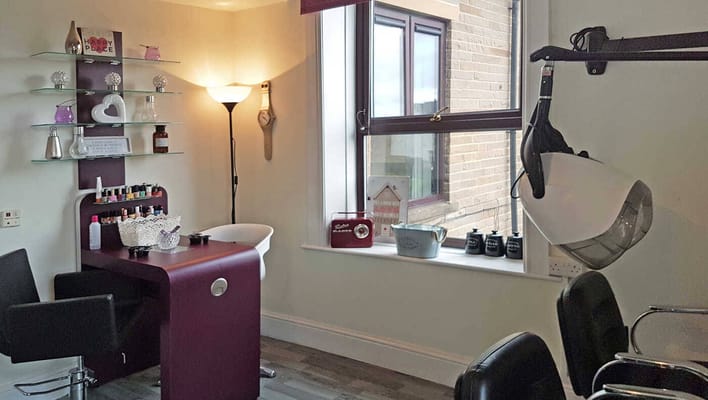 Interior view of a hair salon area in a care facility