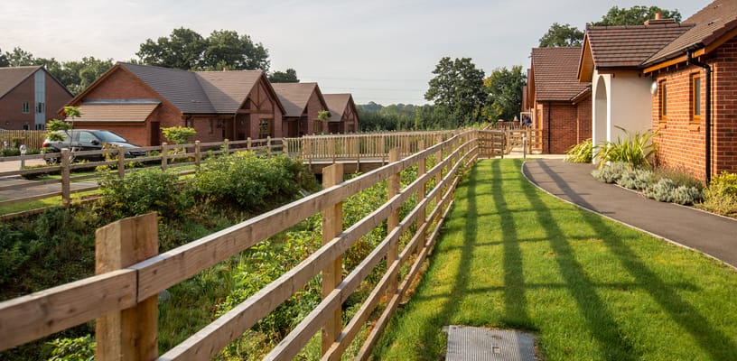 Well-maintained outdoor space with paths and gardens