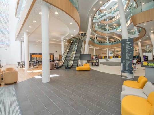 Interior view of a spacious, modern common area