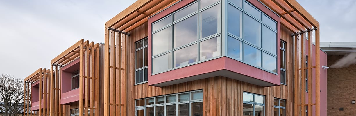 Exterior view of a modern assisted living facility