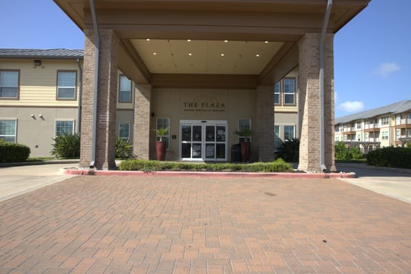 Exterior view of a retirement community entrance