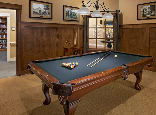 Billiards table in a common area of the facility