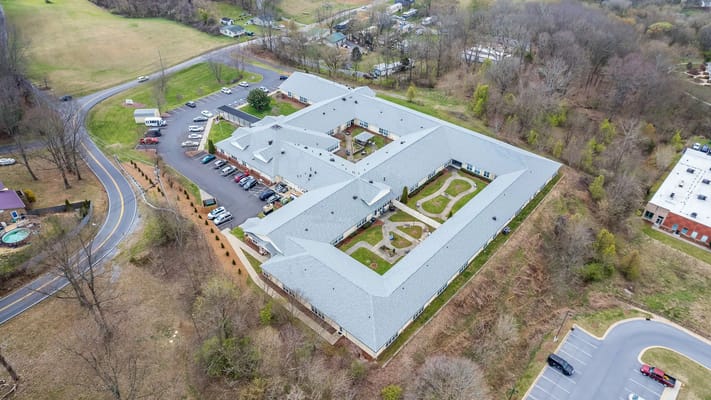 Aerial view of American House Bristol with surrounding landscaping