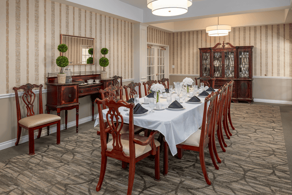 Elegant dining room set for a meal