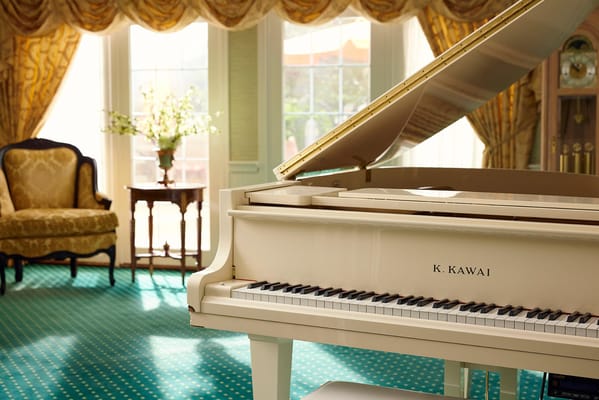 Elegant piano in a well-decorated common area