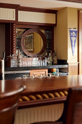 Interior of a bar area with liquor bottles