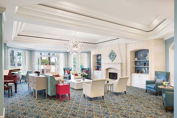 Bright and elegant common area with seating arrangements