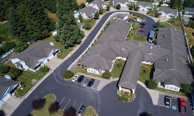 Aerial view of Ashley Pointe Senior Living campus