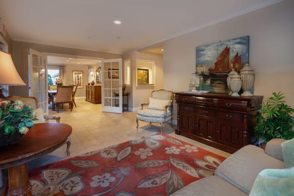 Common area with comfortable seating and artwork