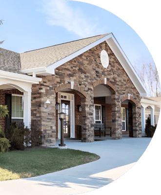 Exterior view of a senior living facility entrance
