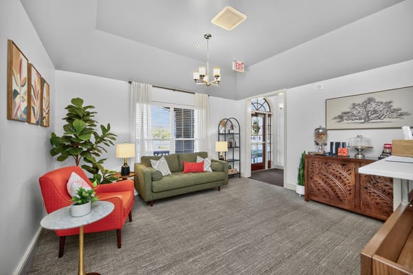 Interior view of a lounge area with seating
