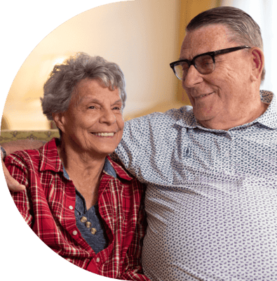 A couple enjoying time together in a cozy setting