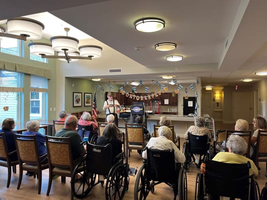 Residents participating in an activity in a common area
