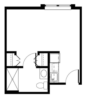 Architectural floor plan of a living unit