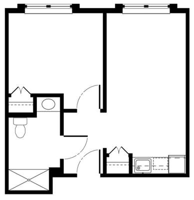Architectural floor plan of a resident unit