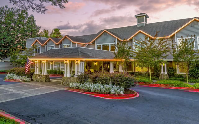 Front view of Windsong of Sonoma with entrance and gardens