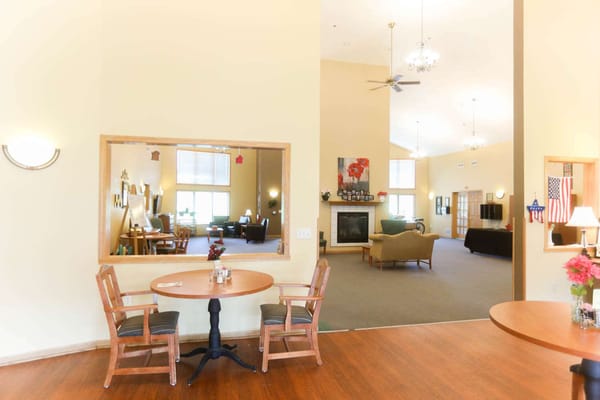 Bright interior view of a common area in Willow Brooke
