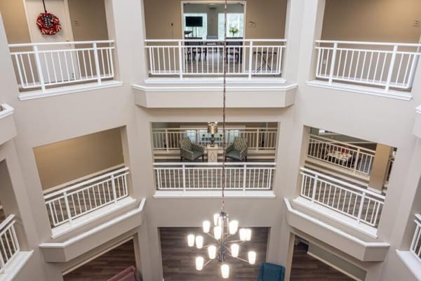 Interior view of a common area with seating